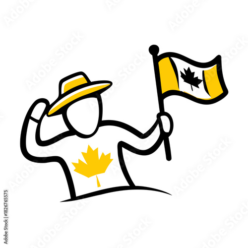 Canadian figure waving flag in celebration of national pride  