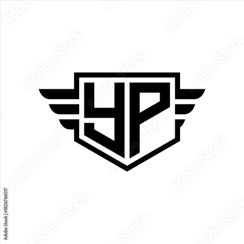 YP Logo vector image of initial shield with wing outline and simple shield