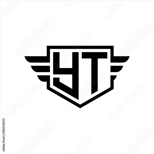 YT Logo vector image of initial shield with wing outline and simple shield