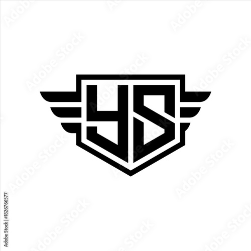 YS Logo vector image of initial shield with wing outline and simple shield