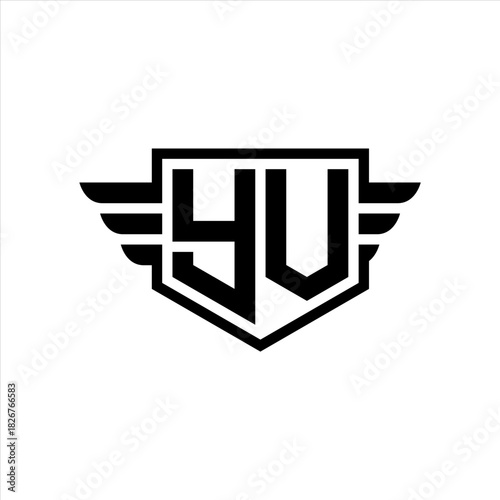 YV Logo vector image of initial shield with wing outline and simple shield