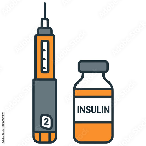 Insulin Pen and Vial Diabetes Treatment ideal for diabetes education and healthcare instructions