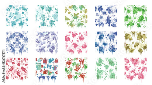 Collection of colorful watercolor splashes and splatters