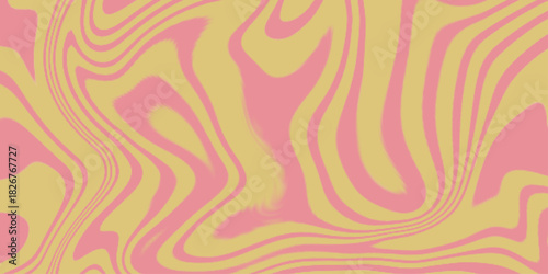 Psychedelic background with abstract, trippy patterns with melting and distorting lines. Abstract pink and light yellow background with hypnotic wavy lines pattern. Fresh and natural background .


