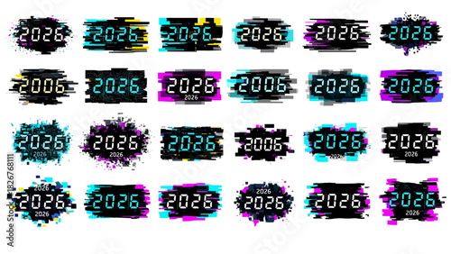 Digital glitch effect numbers 2026 and 2006 on