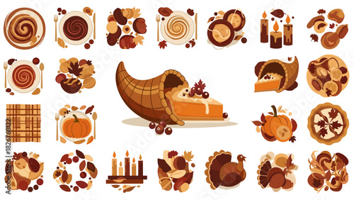 Thanksgiving food and decorations collection