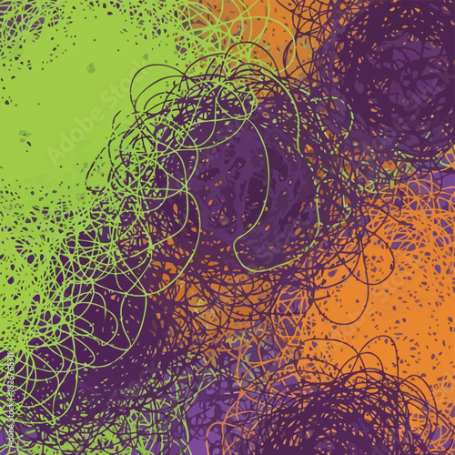 Abstract artwork featuring a complex network of swirling lines and vibrant color gradients, creating a dynamic visual experience for viewers.