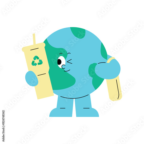 Sustainable Earth Mascot Promoting Eco-Friendly Habits