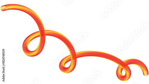 Vibrant Orange and Yellow Gradient Helix Spiral, 3D Rendered Abstract Curled Spring Shape on Transparent Background (PNG)