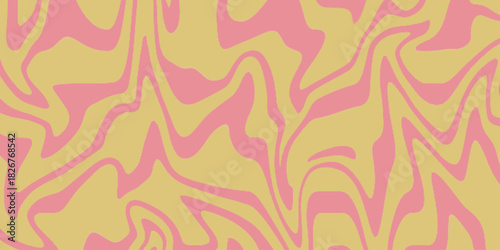 Psychedelic background with abstract, trippy patterns with melting and distorting lines. Abstract pink and light yellow background with hypnotic wavy lines pattern. Fresh and natural background .

