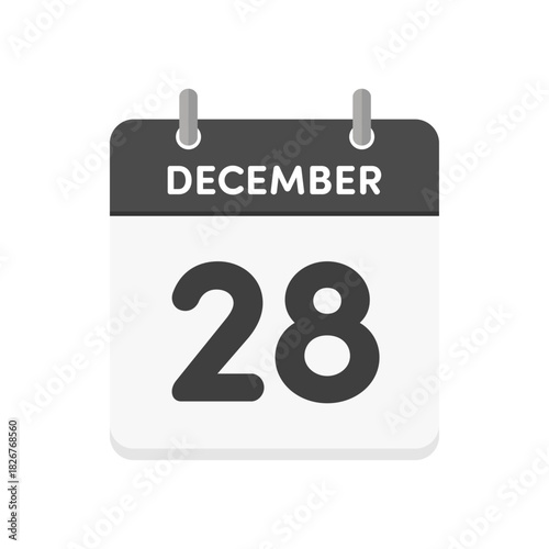 12月28日･December 28の日めくりカレンダーのアイコン - 12/28の日付入り英語の暦