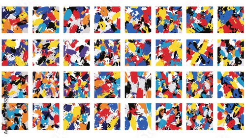 Abstract colorful paint splatters on