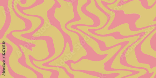 Psychedelic background with abstract, trippy patterns with melting and distorting lines. Abstract pink and light yellow background with hypnotic wavy lines pattern. Fresh and natural background .

