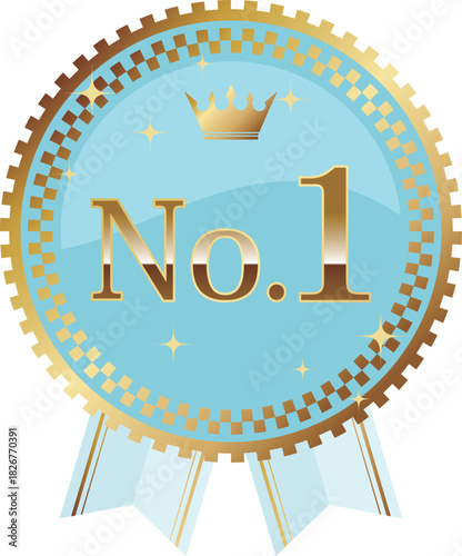 高級感のあるメルヘンなNo.1エンブレム　ブルー＆ゴールド