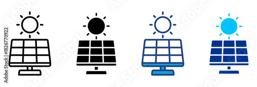 Renewable Energy Icon Set Multiple Style Vector Illustration 