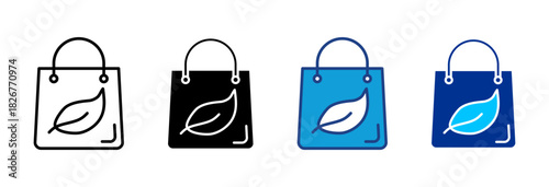Eco Bag Icon Set Multiple Style Vector Illustration 