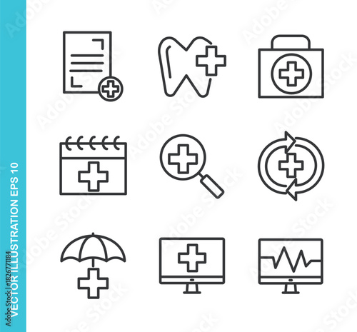 Set of Healthcare Icons. Thin Line Symbol Elements Collection.