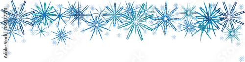 Vector frame illustration of blue and light-blue snowflakes in various shapes [преобразованный]