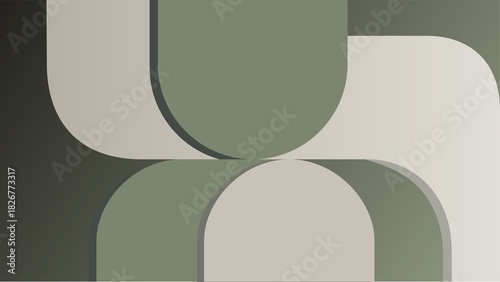 Abstract geometric background with overlapping rounded shapes in sage green