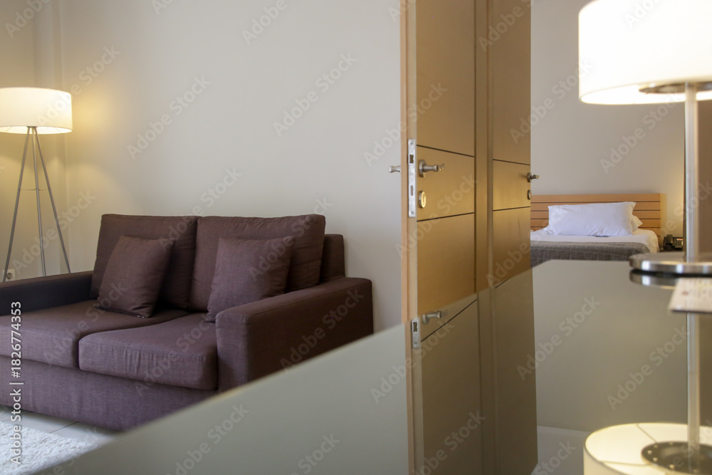 Fototapeta premium Simple classic bedroom suite in hotel