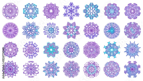 Collection of purple and blue mandalas