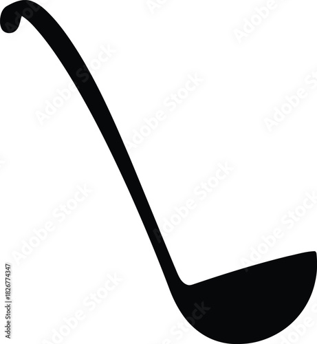Simple black silhouette of a kitchen ladle soup spoon kitchen utensil isolated object vector