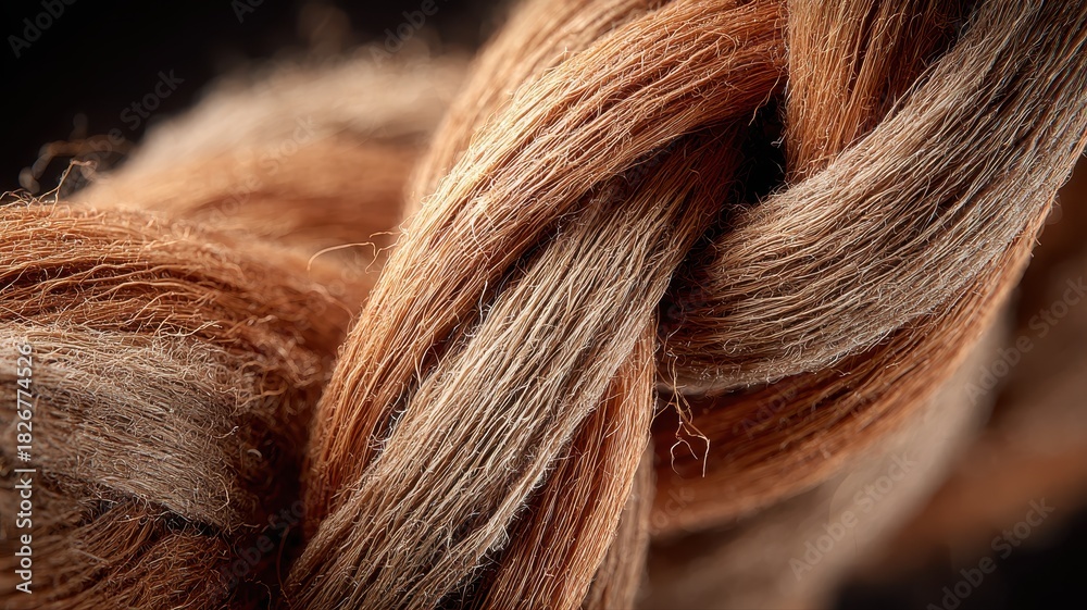 Fototapeta premium Close-up View of Twisted Natural Fiber Rope with Textured Detail