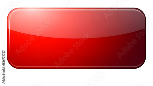 A glossy red button isolated on white background, perfect for adding a touch of modern design to any project with its vibrant color and sleek finish
