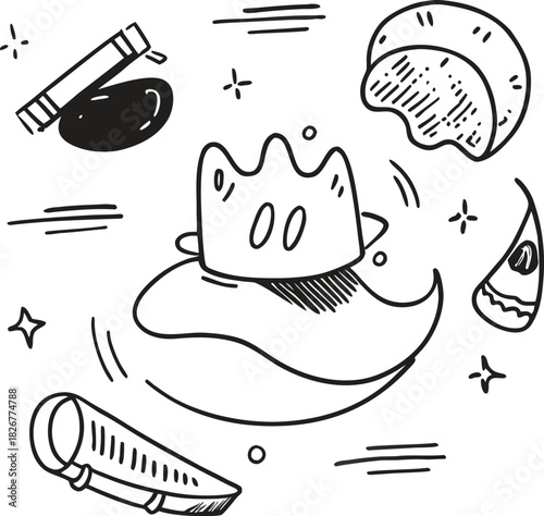 Hand-drawn beach-themed vector