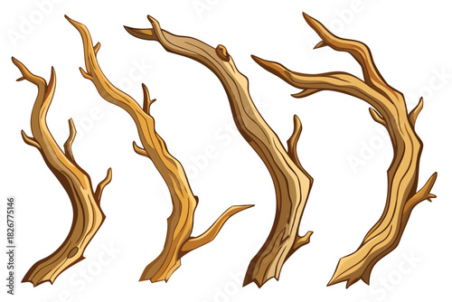 Bare Tree Branches and Trunks Vector Set