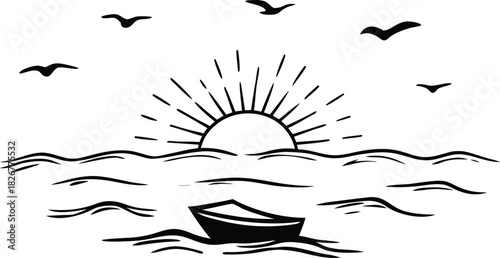 Hand-drawn beach-themed vector