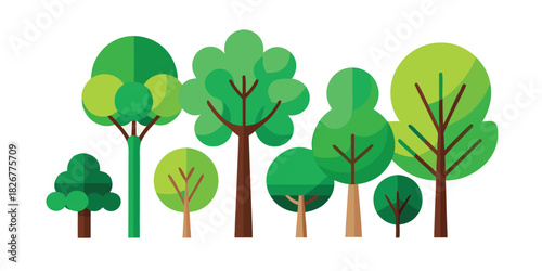 Flat Design Tree Icons Vector Collection