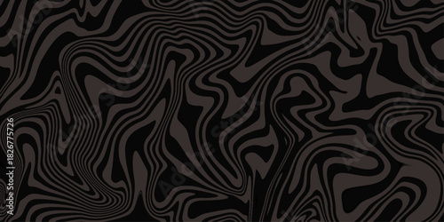 Black abstract background. Distorted curved lines texture. Vector illustration. Wavy lines background. Seamless pattern. Trippy strip pattern .