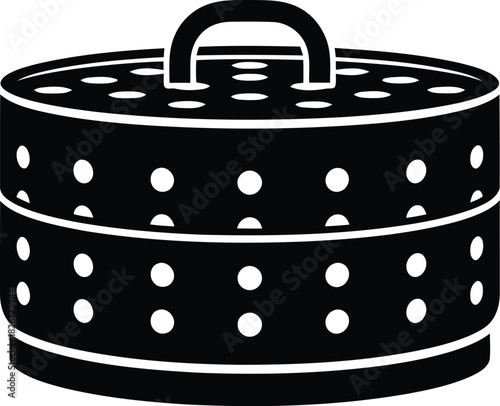 Traditional stacked food carrier container with handle simple vector silhouette illustration vector