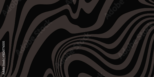 Black abstract background. Distorted curved lines texture. Vector illustration. Wavy lines background. Seamless pattern. Trippy strip pattern .