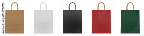 collection of paper bag mockup with different colors. vector illustration