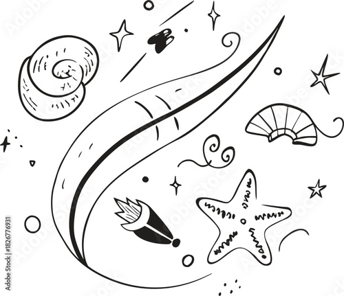 Hand-drawn beach-themed vector