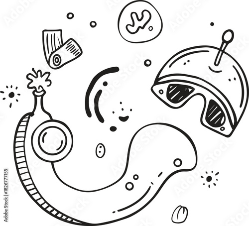 Hand-drawn beach-themed vector