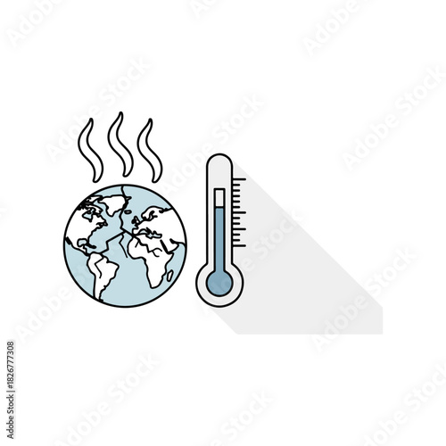 Global Warming Illustration - Earth with Heat Waves and Thermometer.