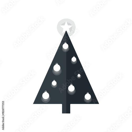 Stylized Christmas Tree with Star and Ornament Decorations.