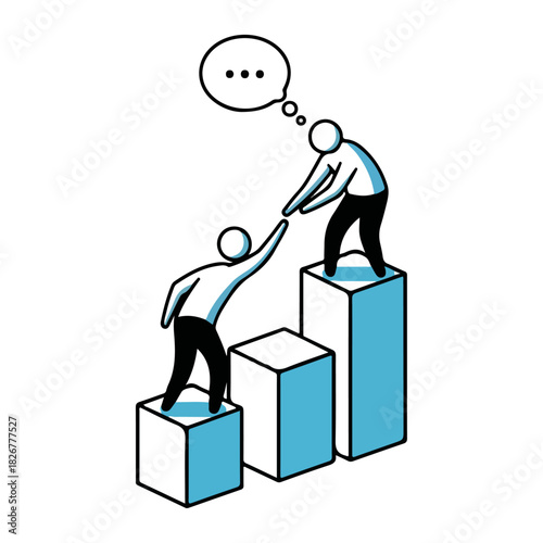 Illustration of Helping Hand on Bar Graph for Business Growth.