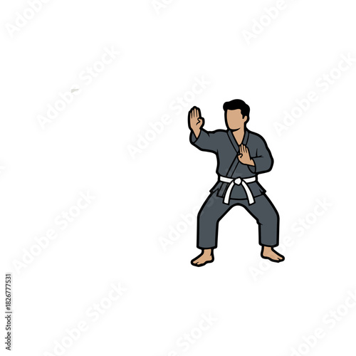 Martial Artist in Defensive Stance, Ready for Action.