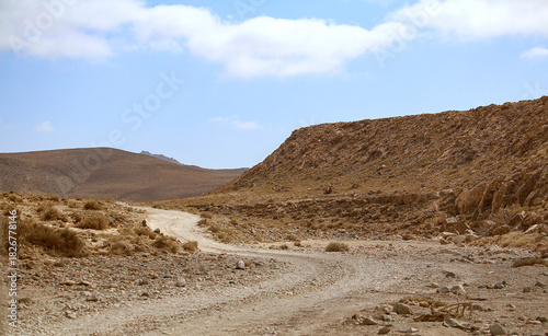 4WD dirt road winding through desert (Boa Vista Island, Cabo Verde, Africa)