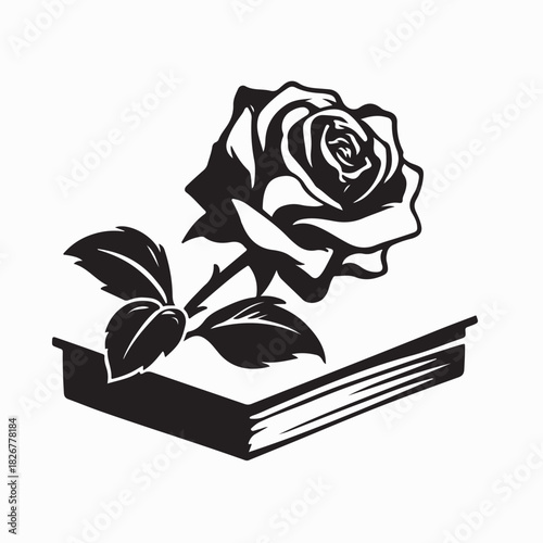 Wilting Rose on Weathered Wood Stock Illustration on white background