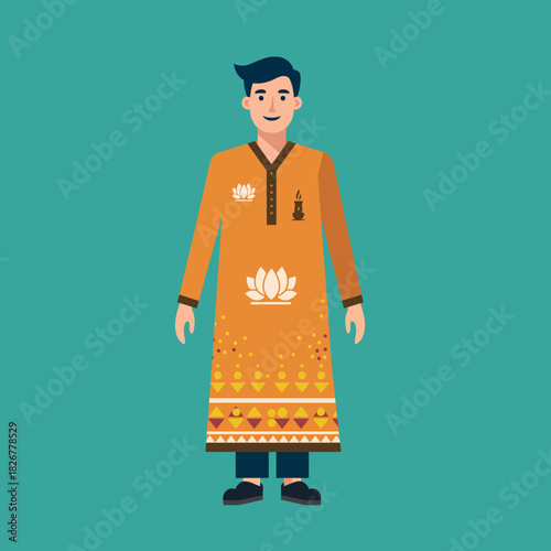 Vector illustration of a man in a suit and cap, a figure of business people fashion design style