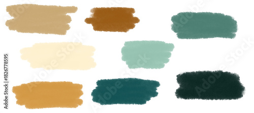 Earth tone color palette with warm beige, caramel, sand and cool teal artistic swatches for organic branding, natural product design and calming creative moodboards