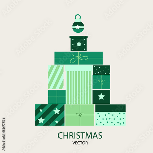 Merry Christmas brochure cover set in flat design. Poster templates with Christmas decor, holiday, socks and santa. Vector.
