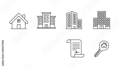 Real estate house icon set illustration