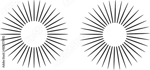 Radial illusion icon set, optical patterns, visual perception, vector illustration, black graphic, minimal design, abstract circular elements