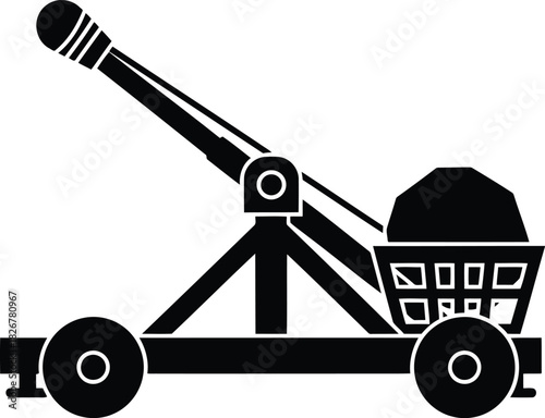 Medieval catapult siege weapon icon symbol silhouette vector art illustration projectile launcher ancient warfare technology vector